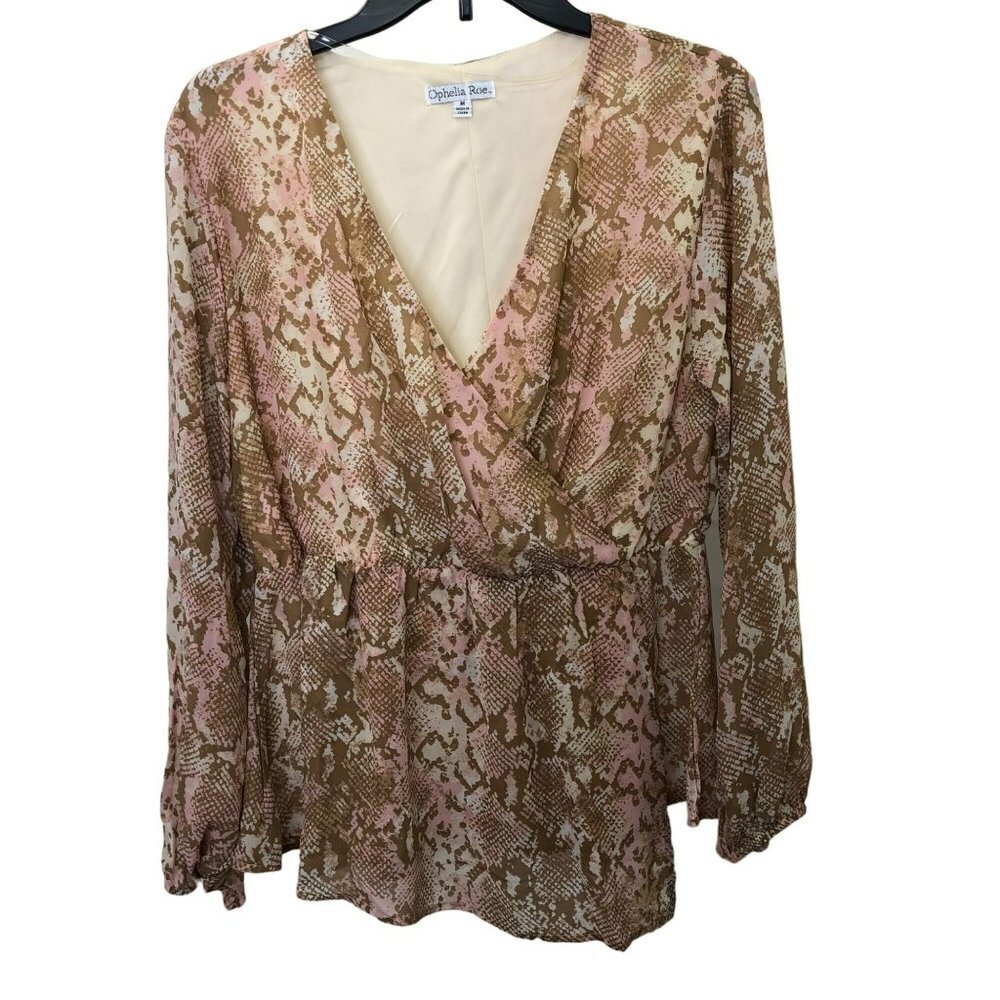 OPHELIA ROE V NECK FLORAL‎ LONG SLEEVE BOUSE MD NWT